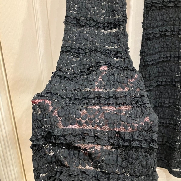 Black Ruffle Layered Flared Pants - Picture 2 of 4